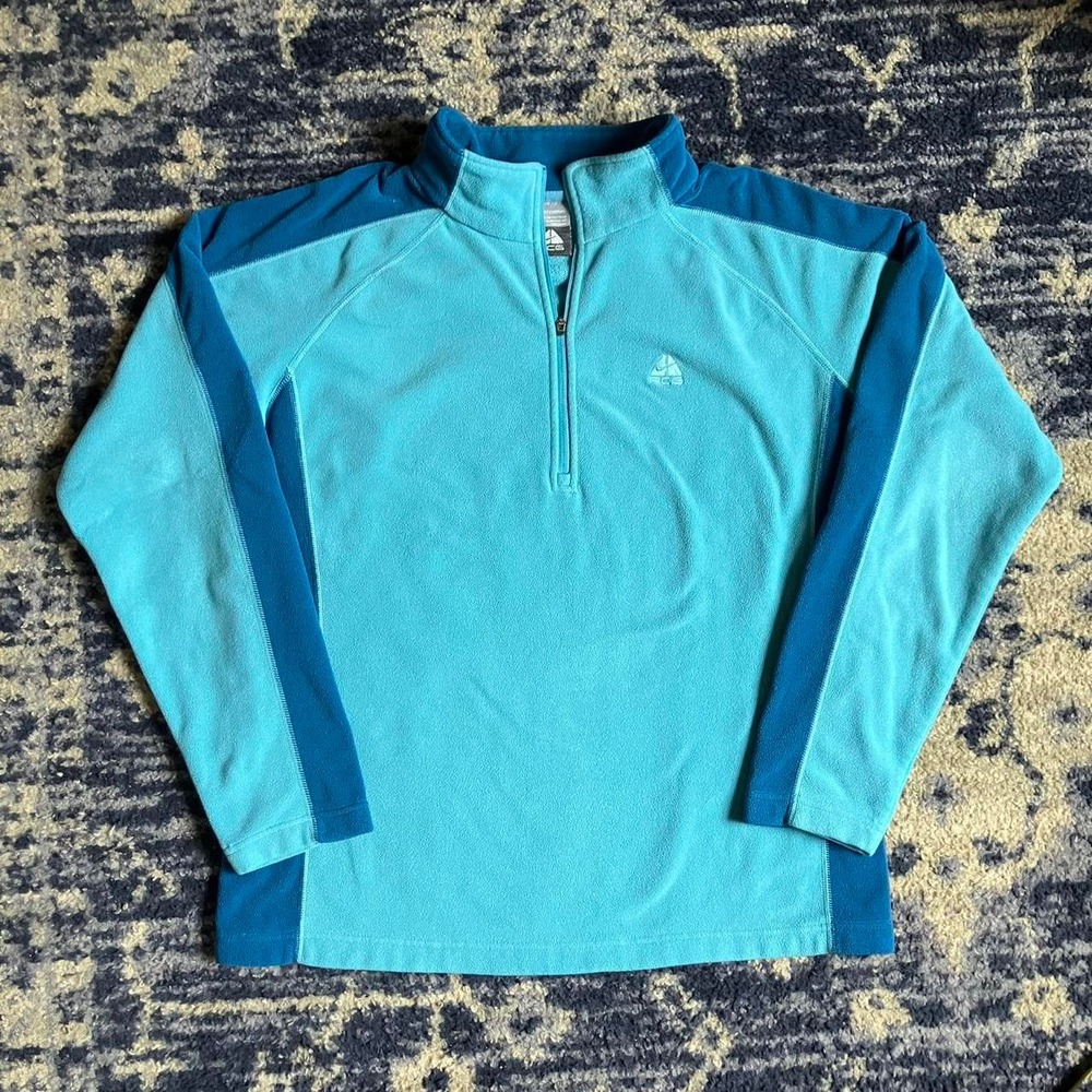Nike ACG Fit Therma Fleece Quarter Zip Pullover Blue Women Large RN 104141
